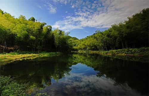 海中海是竹海山上的一个低谷筑坝形成的一个湖泊,于一九九八年三月